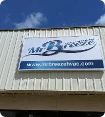 The Mr. Breeze Heating & Cooling shop sign in Leavenworth